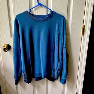 Oversized Sweater with Embroidered Edge